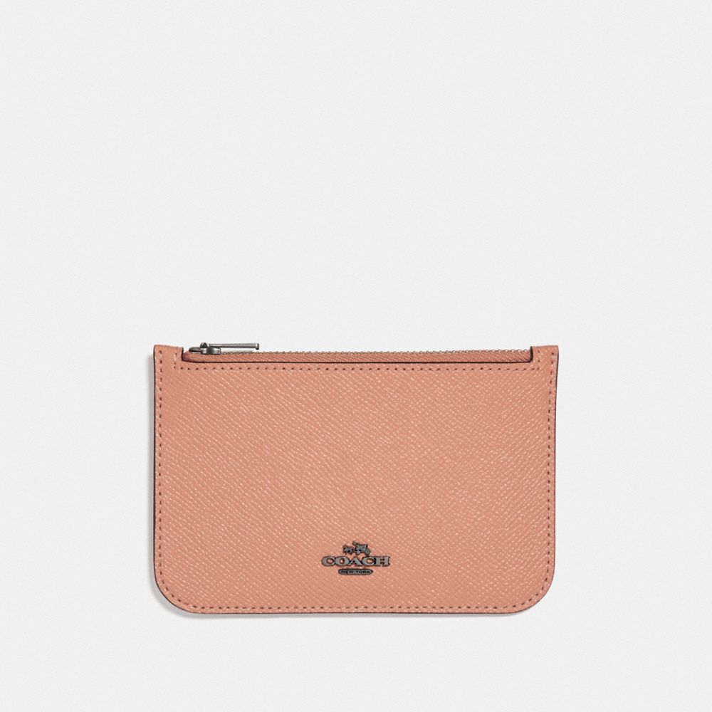 COACH F29688 ZIP CARD CASE DARK BLUSH/DARK GUNMETAL