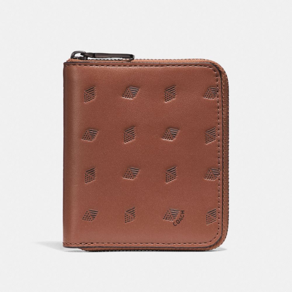 SMALL ZIP AROUND WALLET WITH DOT DIAMOND PRINT - PEPPER/MAHOGANY - COACH F29695