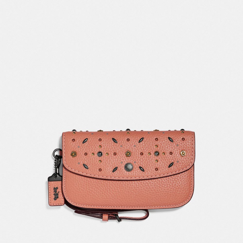 CLUTCH WITH PRAIRIE RIVETS - F29715 - DARK BLUSH/BLACK COPPER