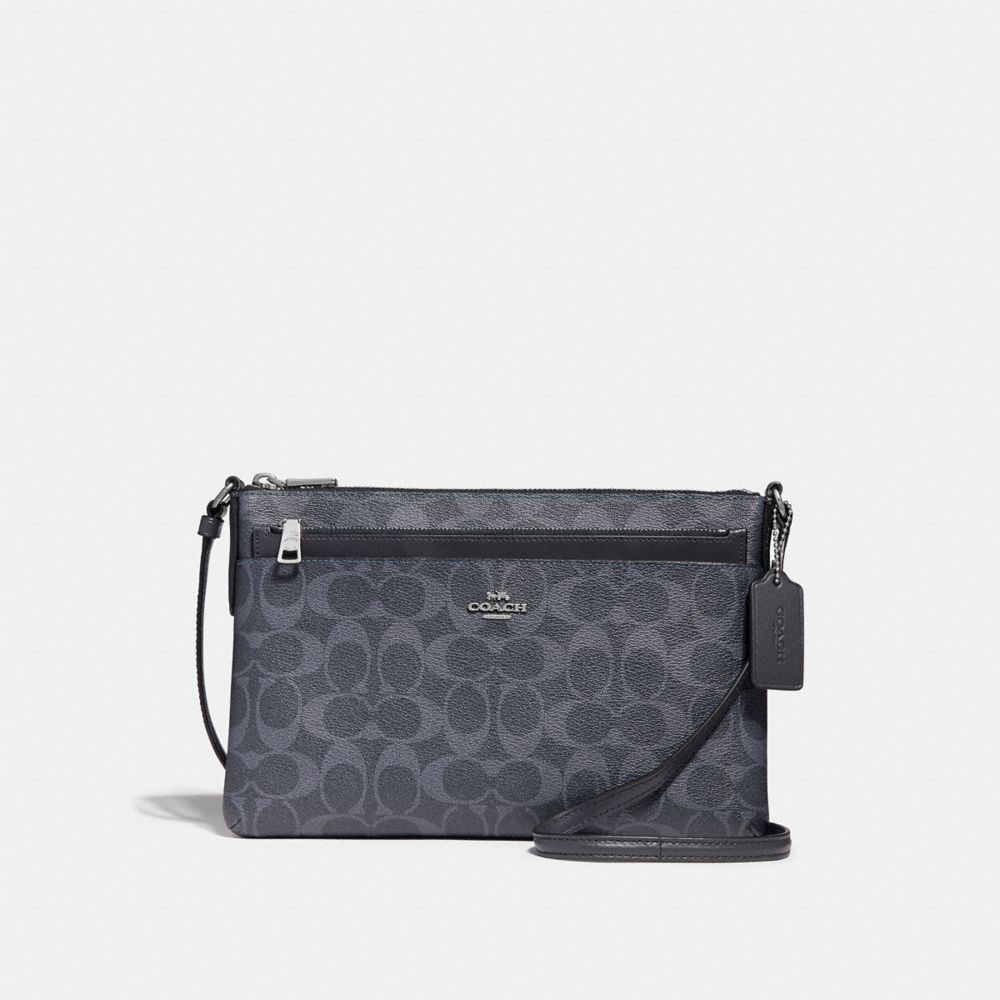 COACH F29725 - EAST/WEST CROSSBODY WITH POP-UP POUCH IN SIGNATURE CANVAS DENIM/MIDNIGHT/SILVER