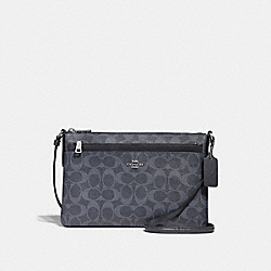 COACH EAST/WEST CROSSBODY WITH POP-UP POUCH IN SIGNATURE CANVAS - DENIM/MIDNIGHT/SILVER - F29725