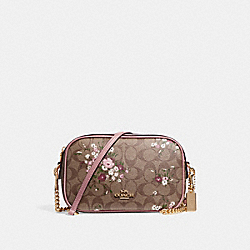 ISLA CHAIN CROSSBODY IN SIGNATURE CANVAS WITH FLORAL BUNDLE PRINT - f29732 - khaki/multi/imitation gold