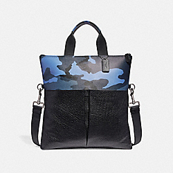 CHARLES FOLDOVER TOTE WITH CAMO PRINT - COACH f29736 - DUSK MULTI/BLACK ANTIQUE NICKEL