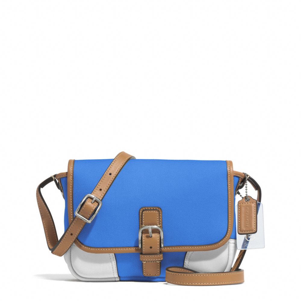 COACH F29762 Hadley Twill Field Bag SILVER/BRILLIANT BLUE