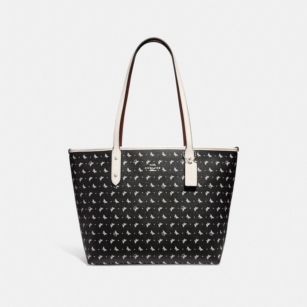 COACH F29803 - CITY ZIP TOTE WITH BUTTERFLY DOT PRINT BLACK/CHALK/SILVER