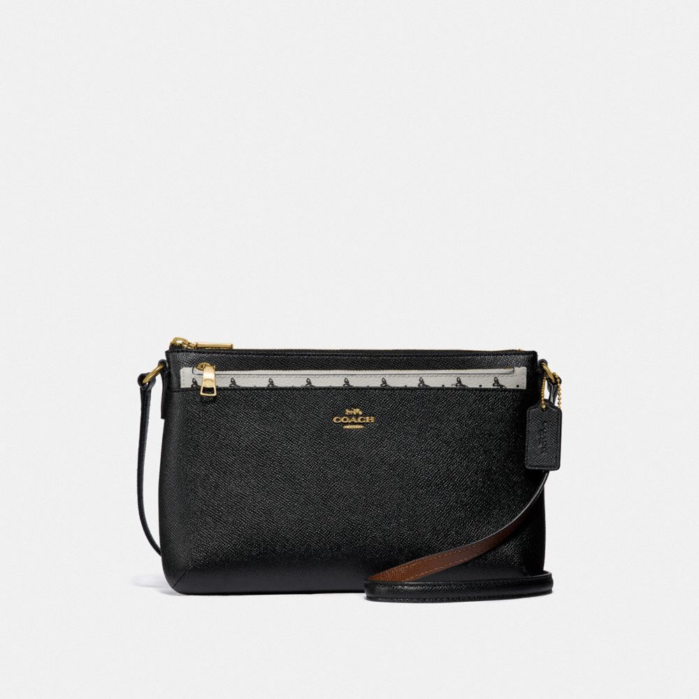 EAST/WEST CROSSBODY WITH POP-UP POUCH WITH BUTTERFLY DOT PRINT - F29805 - CHALK/BLACK/LIGHT GOLD