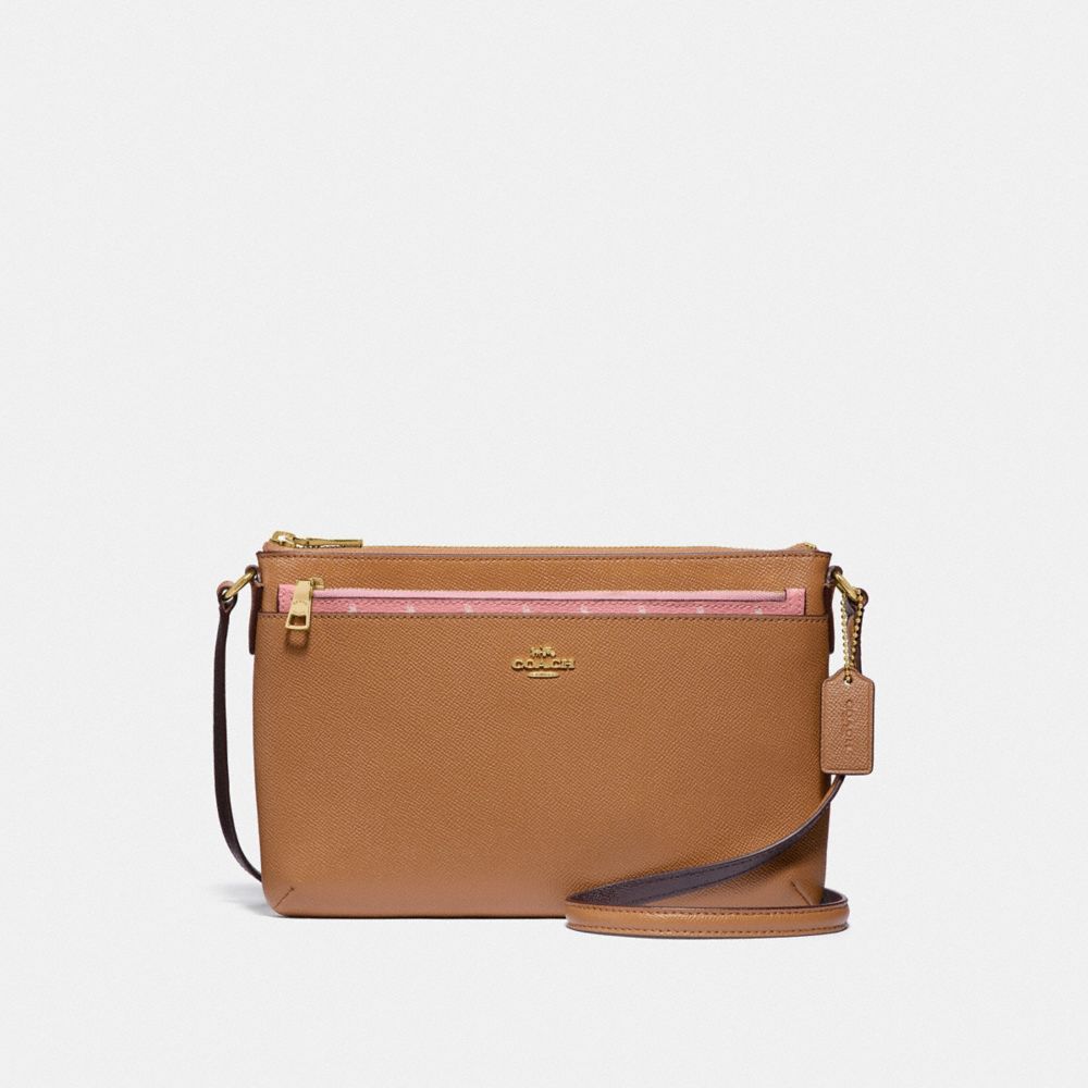 COACH F29805 - EAST/WEST CROSSBODY WITH POP-UP POUCH WITH BUTTERFLY DOT PRINT BLUSH/CHALK/LIGHT GOLD