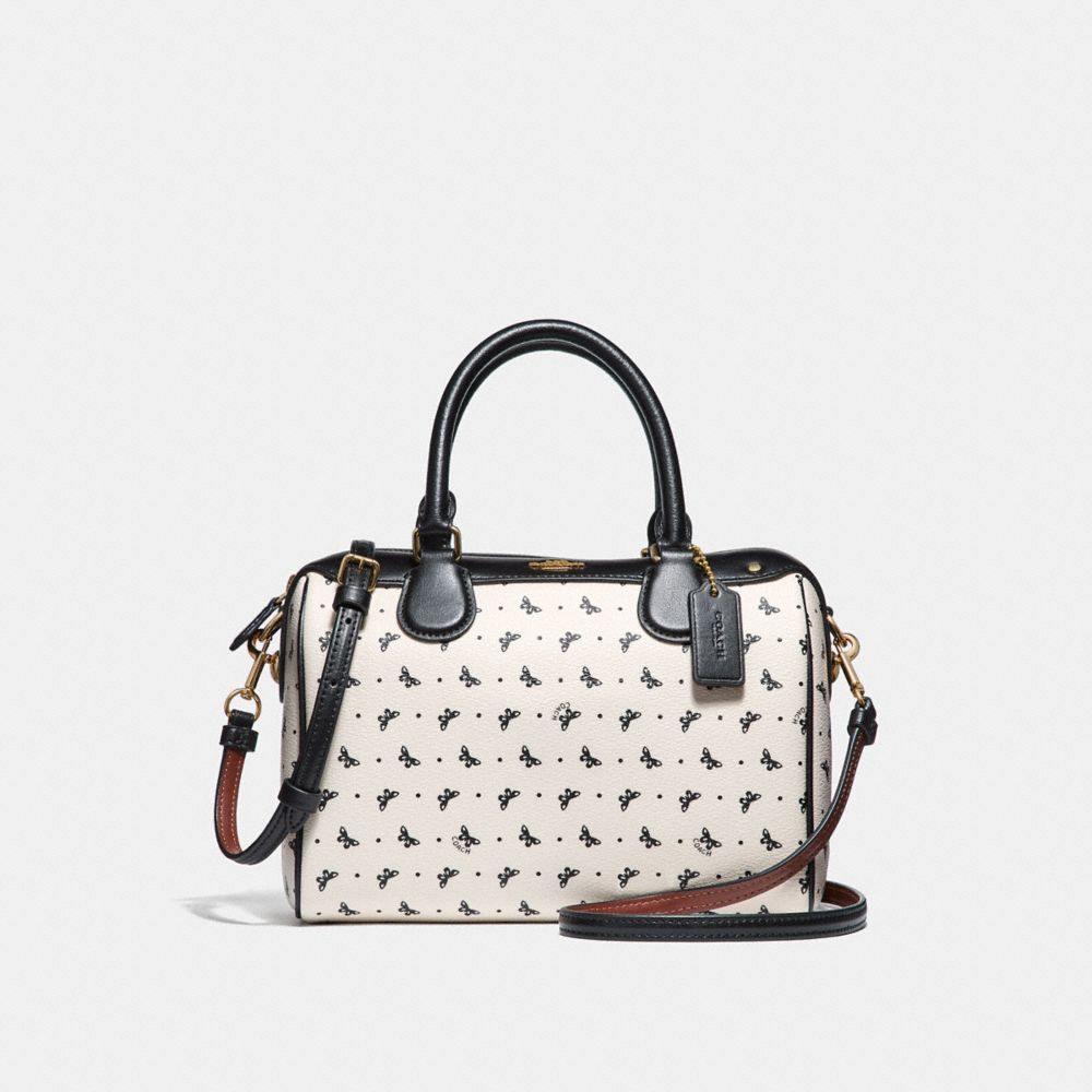 COACH MINI BENNETT SATCHEL WITH BUTTERFLY DOT PRINT - CHALK/BLACK/LIGHT GOLD - F29806