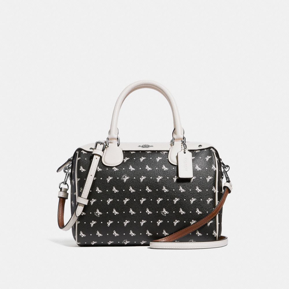 COACH MINI BENNETT SATCHEL WITH BUTTERFLY DOT PRINT - BLACK/CHALK/SILVER - f29806