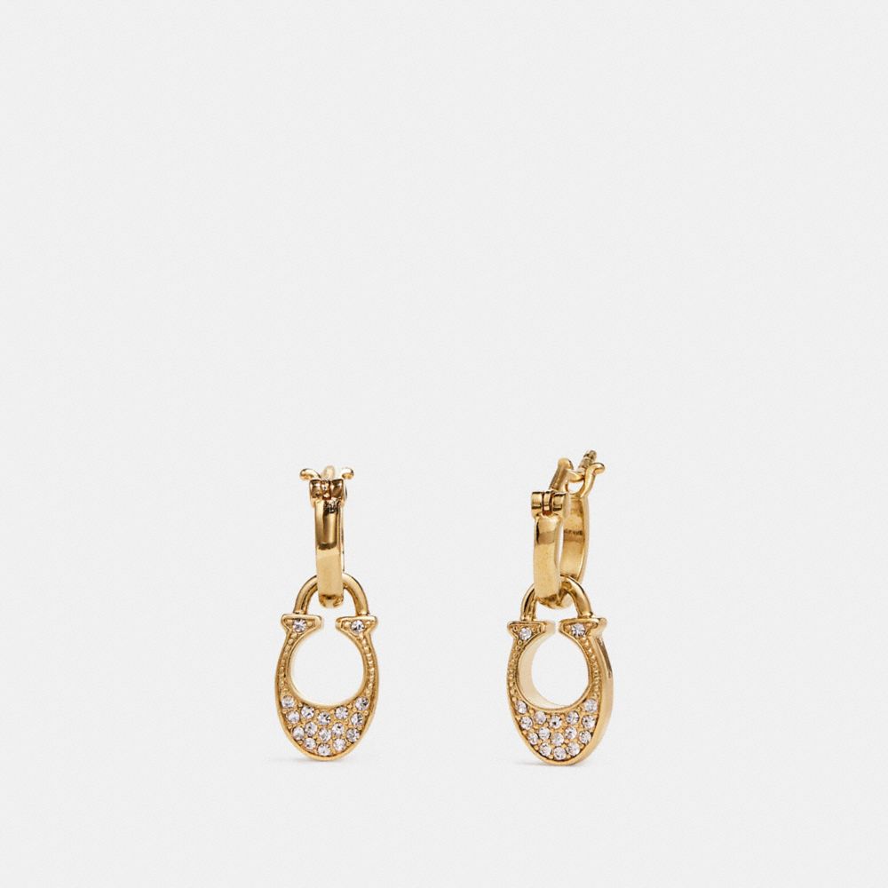 COACH SIGNATURE HUGGIE EARRINGS - GOLD - f29820