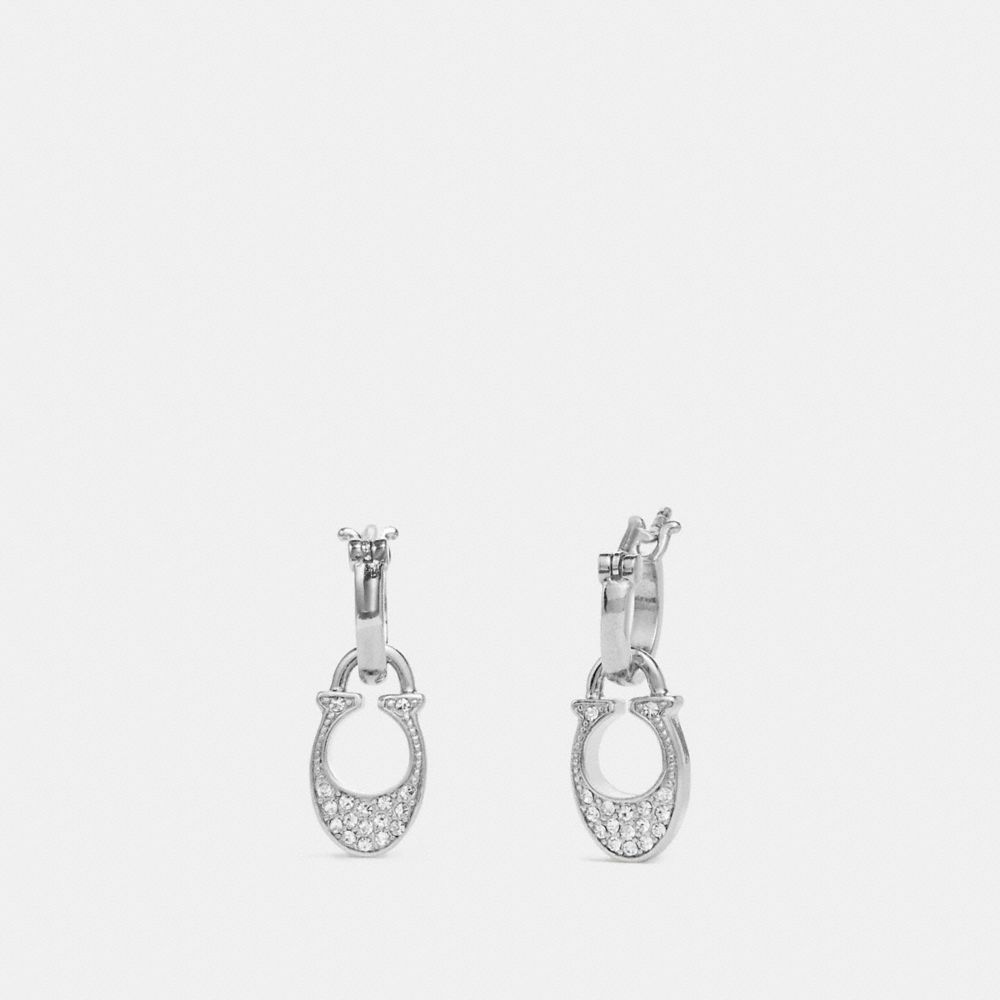 SIGNATURE HUGGIE EARRINGS - SILVER - COACH F29820