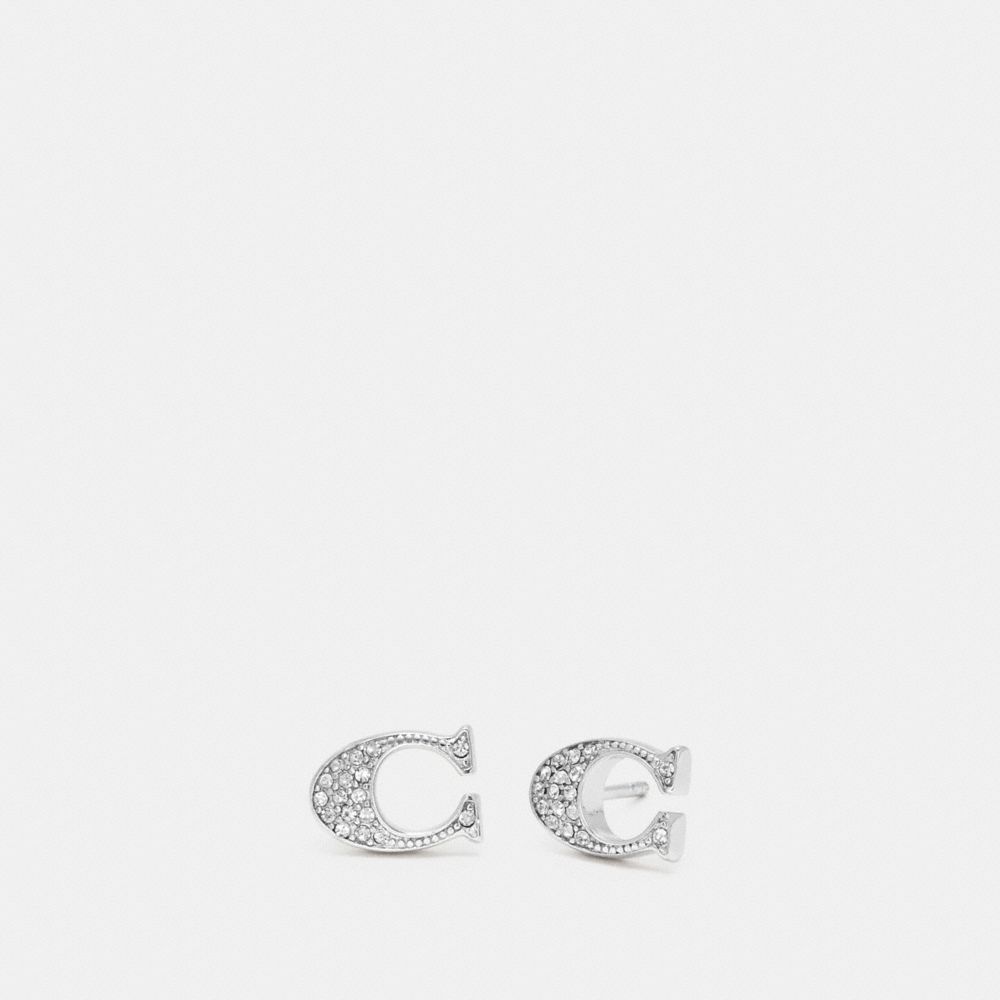 SIGNATURE STUD EARRINGS - SILVER - COACH F29824