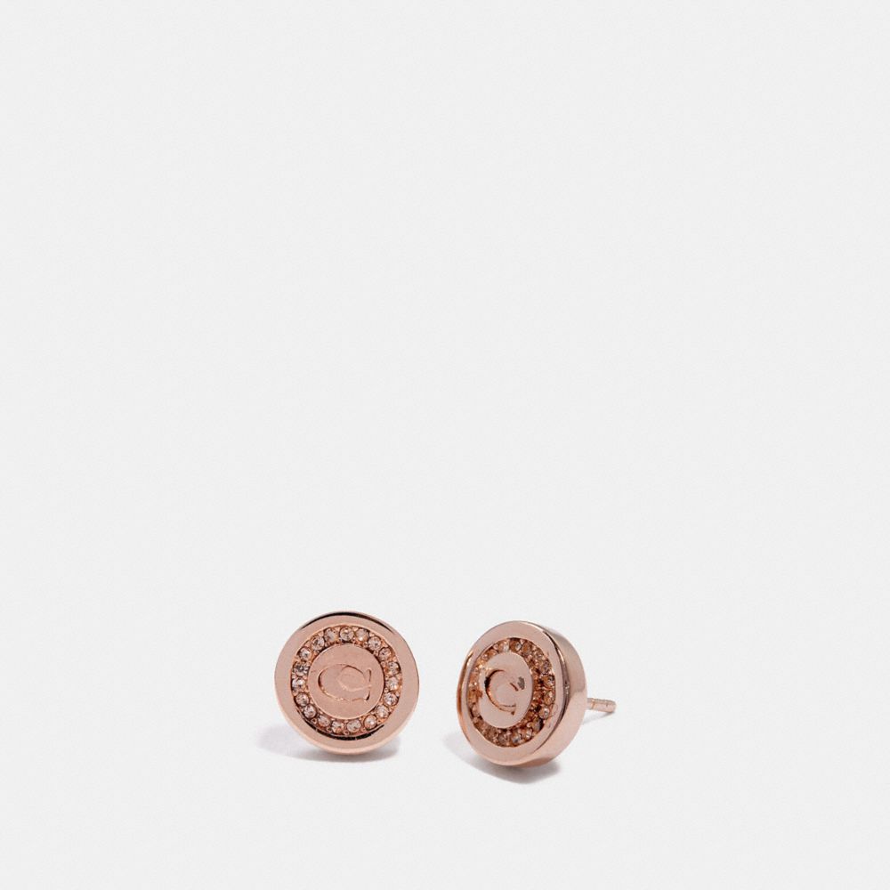 COACH f29830 PAVE PENDANT STUD EARRINGS ROSEGOLD