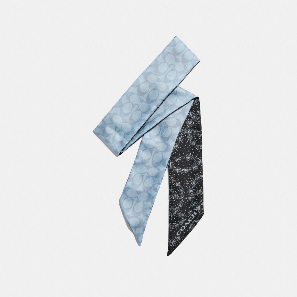 CONSTELLATION PRINT SKINNY SCARF - BLACK/PALE BLUE - COACH F29855