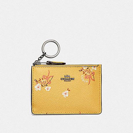 COACH MINI SKINNY ID CASE WITH FLORAL BOW PRINT - DK/SUNFLOWER FLORAL BOW - F29872