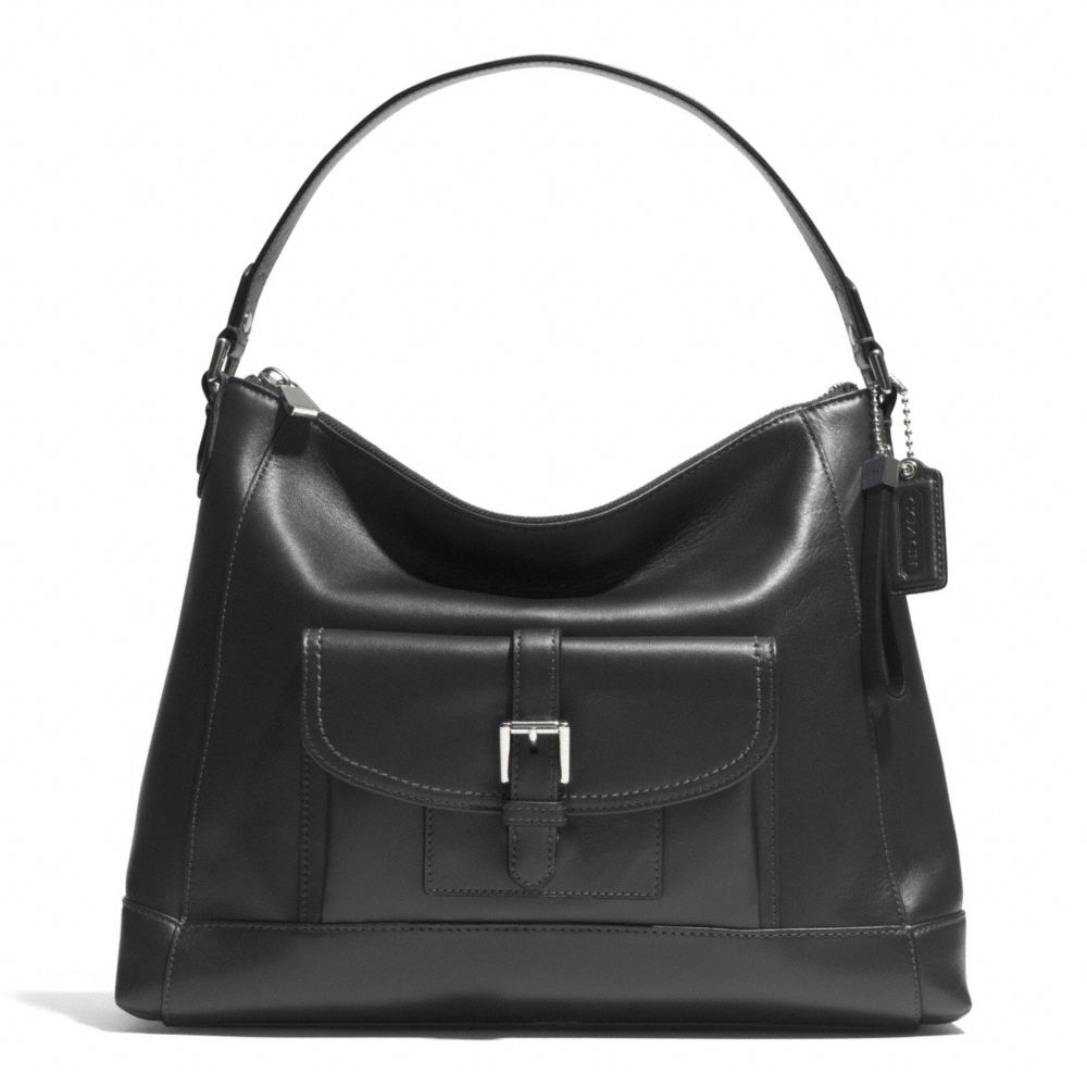 CHARLIE LEATHER HOBO - SILVER/BLACK - COACH F29881