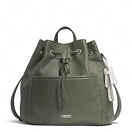COACH PARK LEATHER DRAWSTRING BACKPACK - SILVER/OLIVE - f29895