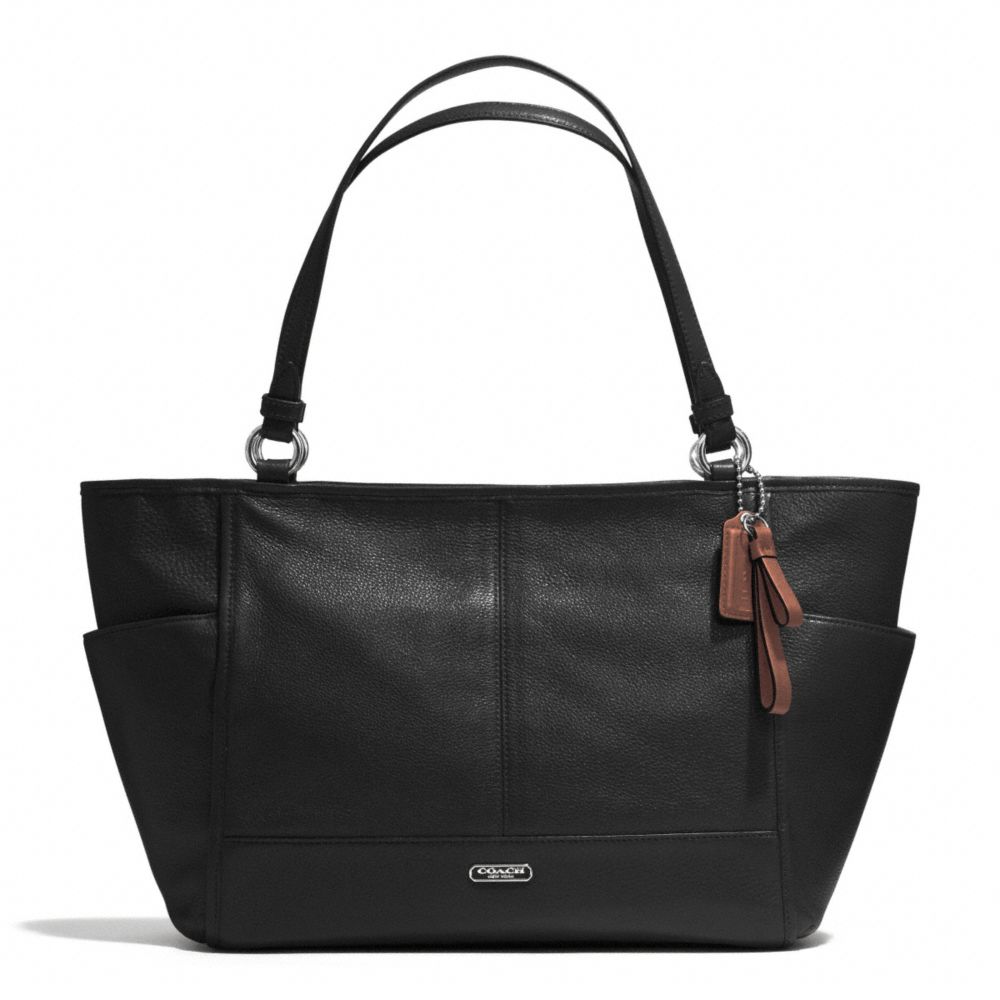 COACH F29898 - PARK LEATHER CARRIE TOTE SILVER/BLACK