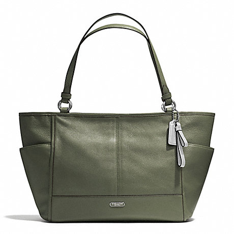 COACH F29898 PARK LEATHER CARRIE TOTE SILVER/OLIVE