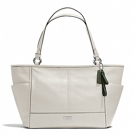 COACH F29898 PARK LEATHER CARRIE TOTE SILVER/PARCHMENT