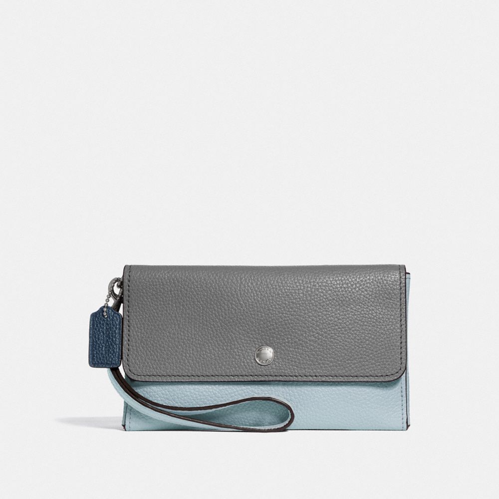 COACH SMALL TRIPLE WRISTLET IN COLORBLOCK - HEATHER GREY MULTI/DARK GUNMETAL - F29911