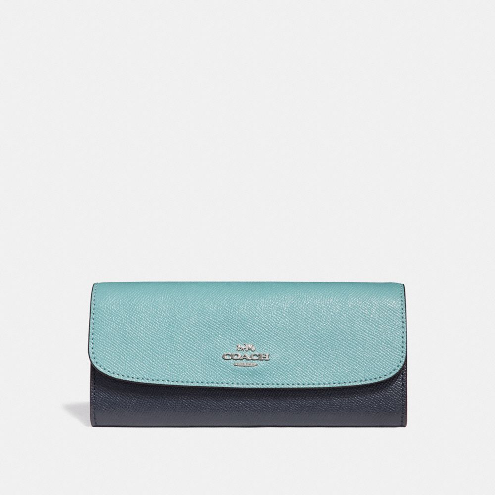 COACH F29938 Soft Wallet In Colorblock SILVER/BLUE MULTI