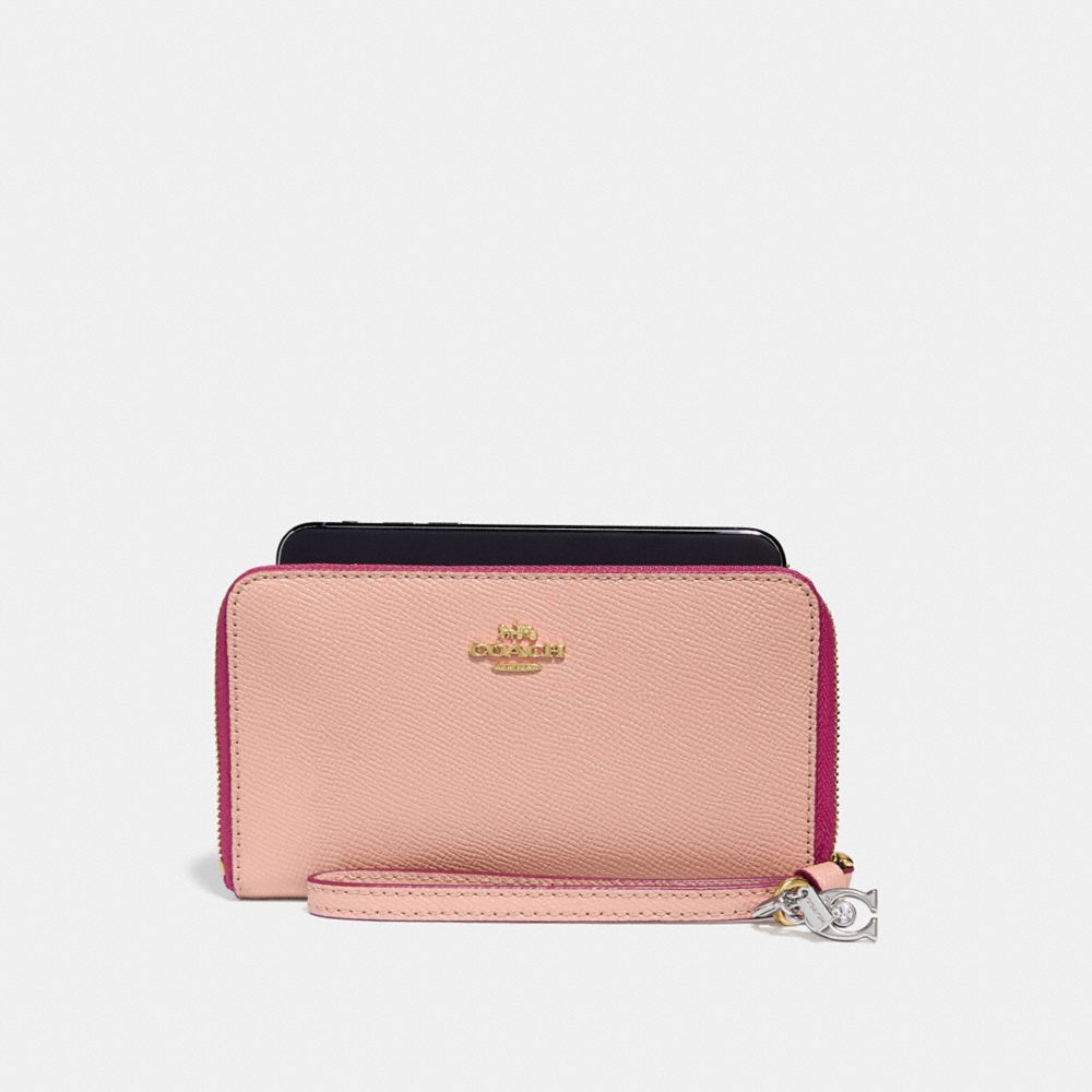 PHONE WALLET WITH CHARMS - COACH f29943 - nude pink/imitation gold