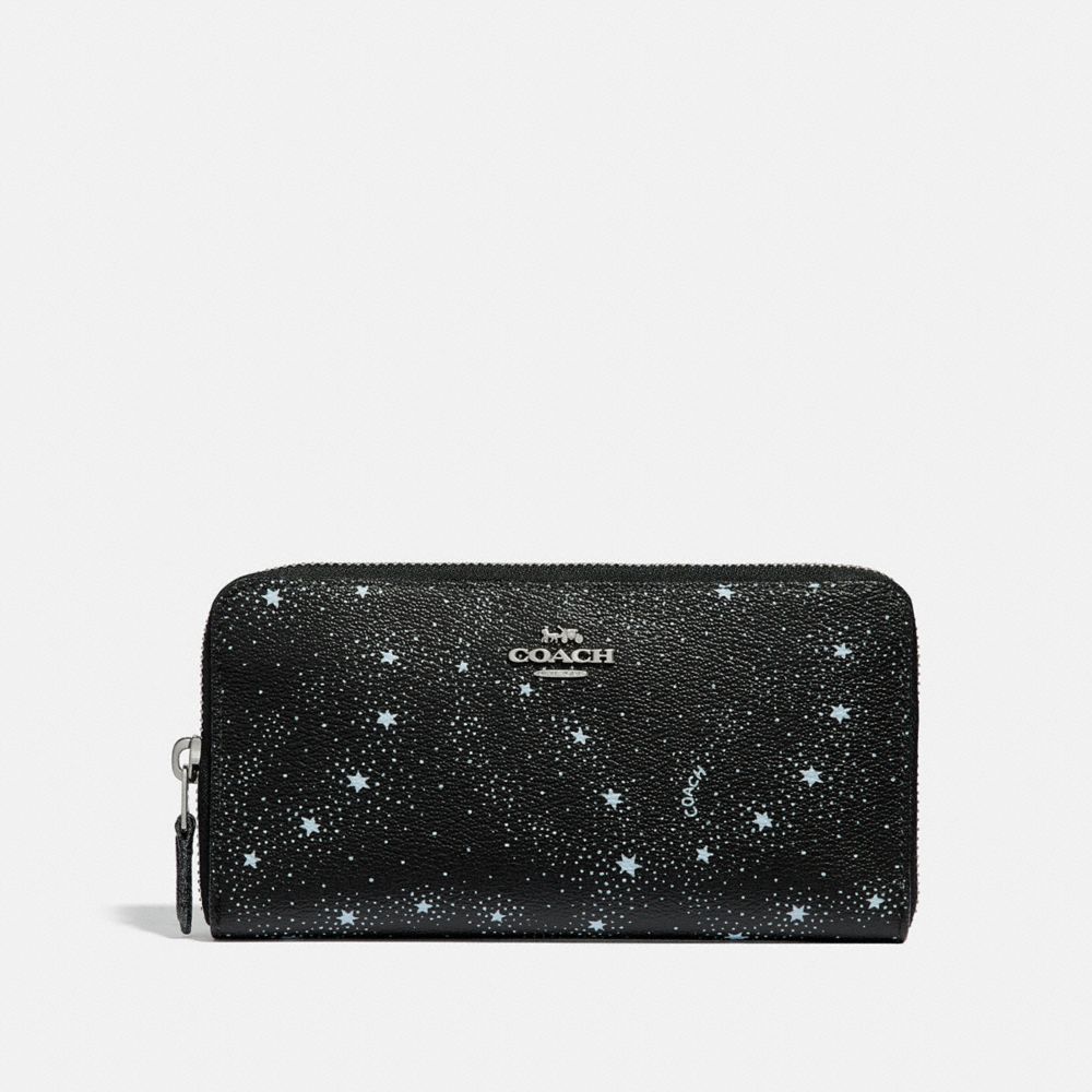 ACCORDION ZIP WALLET WITH CELESTIAL PRINT - f29946 - SILVER/BLACK