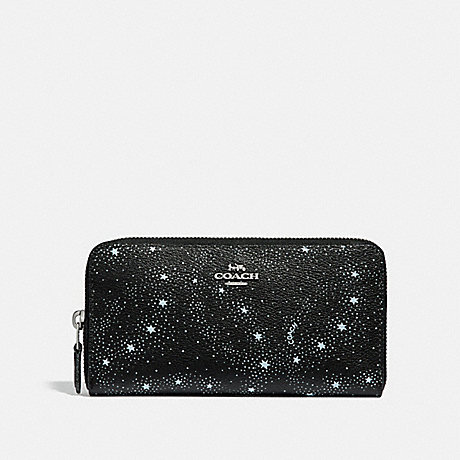 COACH ACCORDION ZIP WALLET WITH CELESTIAL PRINT - SILVER/BLACK - f29946