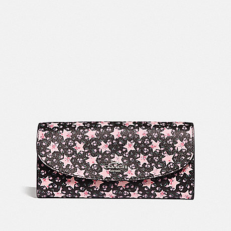 COACH f29952 SLIM ENVELOPE WALLET WITH STAR PRINT MIDNIGHT MULTI/SILVER