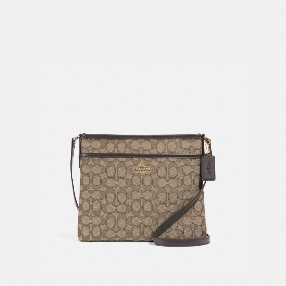 COACH FILE CROSSBODY IN SIGNATURE JACQUARD - KHAKI/BROWN/LIGHT GOLD - F29960