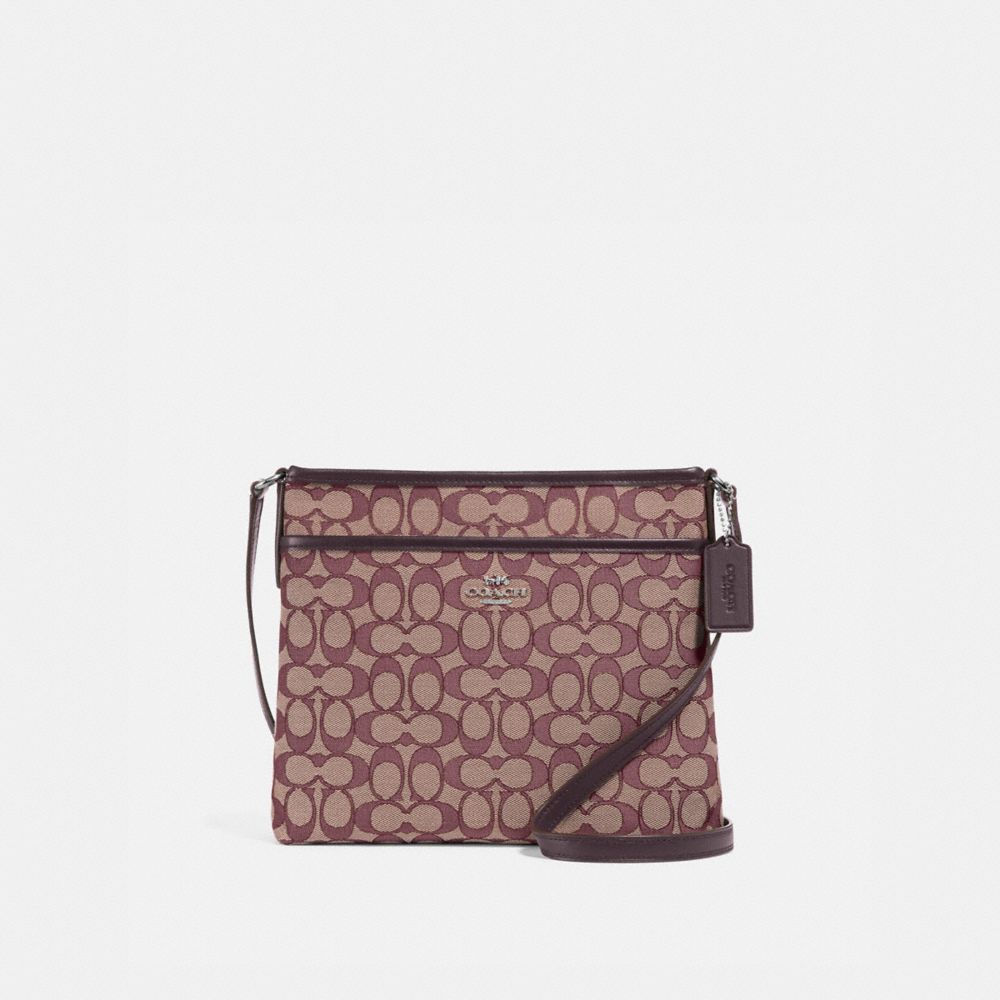 COACH FILE CROSSBODY IN SIGNATURE JACQUARD - SV/RASPBERRY - F29960