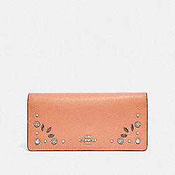 SLIM WALLET WITH PRAIRIE RIVETS DETAIL - DARK BLUSH/DARK GUNMETAL - COACH F29972