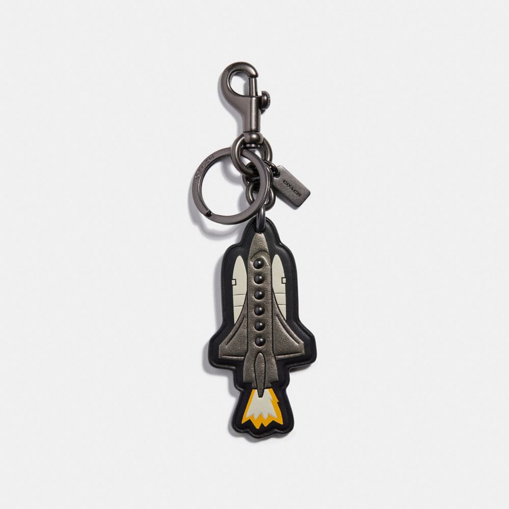 ROCKET BAG CHARM - f30014 - ANTIQUE NICKEL/BLACK MULTI