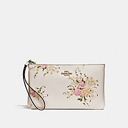 LARGE WRISTLET WITH FLORAL BUNDLE PRINT - COACH f30018 - CHALK MULTI/IMITATION GOLD