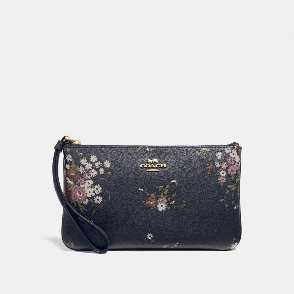 COACH F30018 - LARGE WRISTLET WITH FLORAL BUNDLE PRINT MIDNIGHT MULTI/LIGHT GOLD