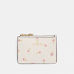 MINI ID SKINNY IN DITSY DAISY PRINT - COACH f30019 - CHALK MULTI/IMITATION GOLD