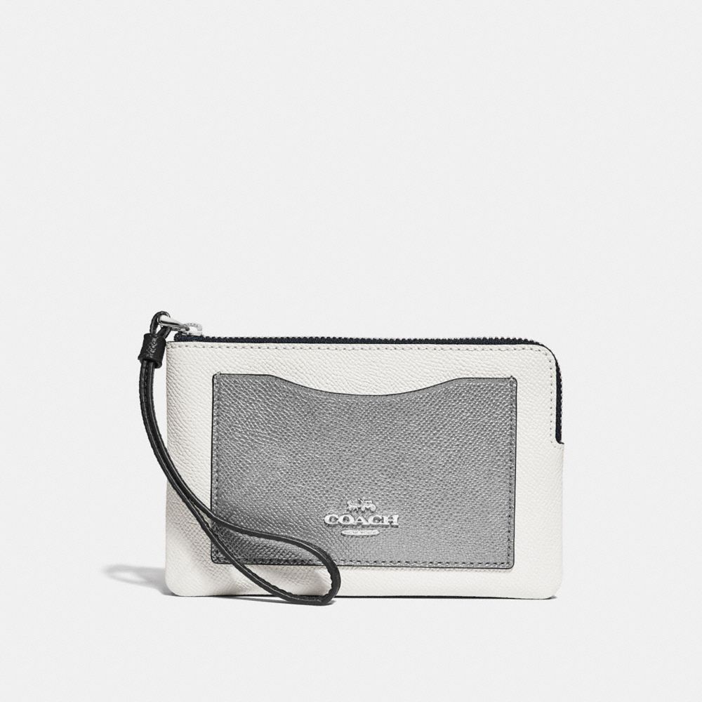 CORNER ZIP WRISTLET IN COLORBLOCK - CHALK MULTI/SILVER - COACH F30048