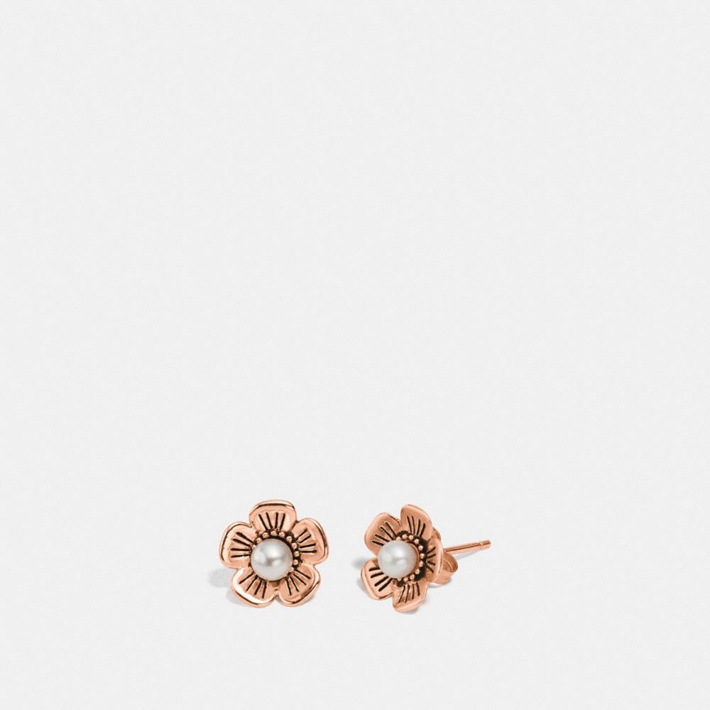 COACH FRESHWATER PEARL TEA ROSE EARRINGS - ROSEGOLD - F30052