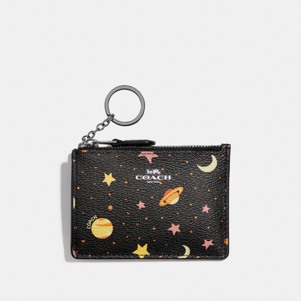 COACH MINI SKINNY ID CASE WITH CONSTELLATION PRINT - BLACK/MULTI/SILVER - f30059