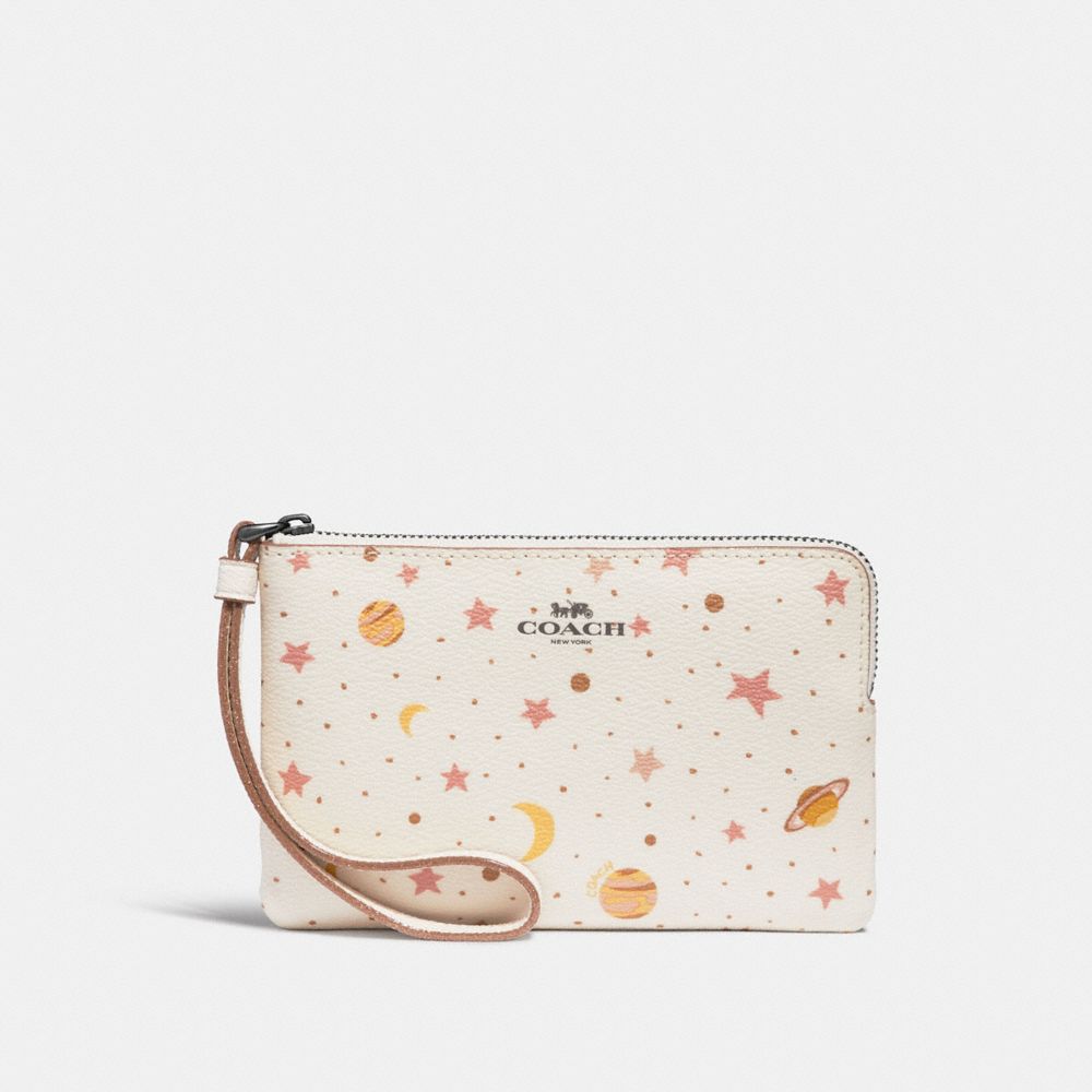 CORNER ZIP WRISTLET WITH CONSTELLATION PRINT - f30060 - Chalk Multi/BLACK ANTIQUE NICKEL