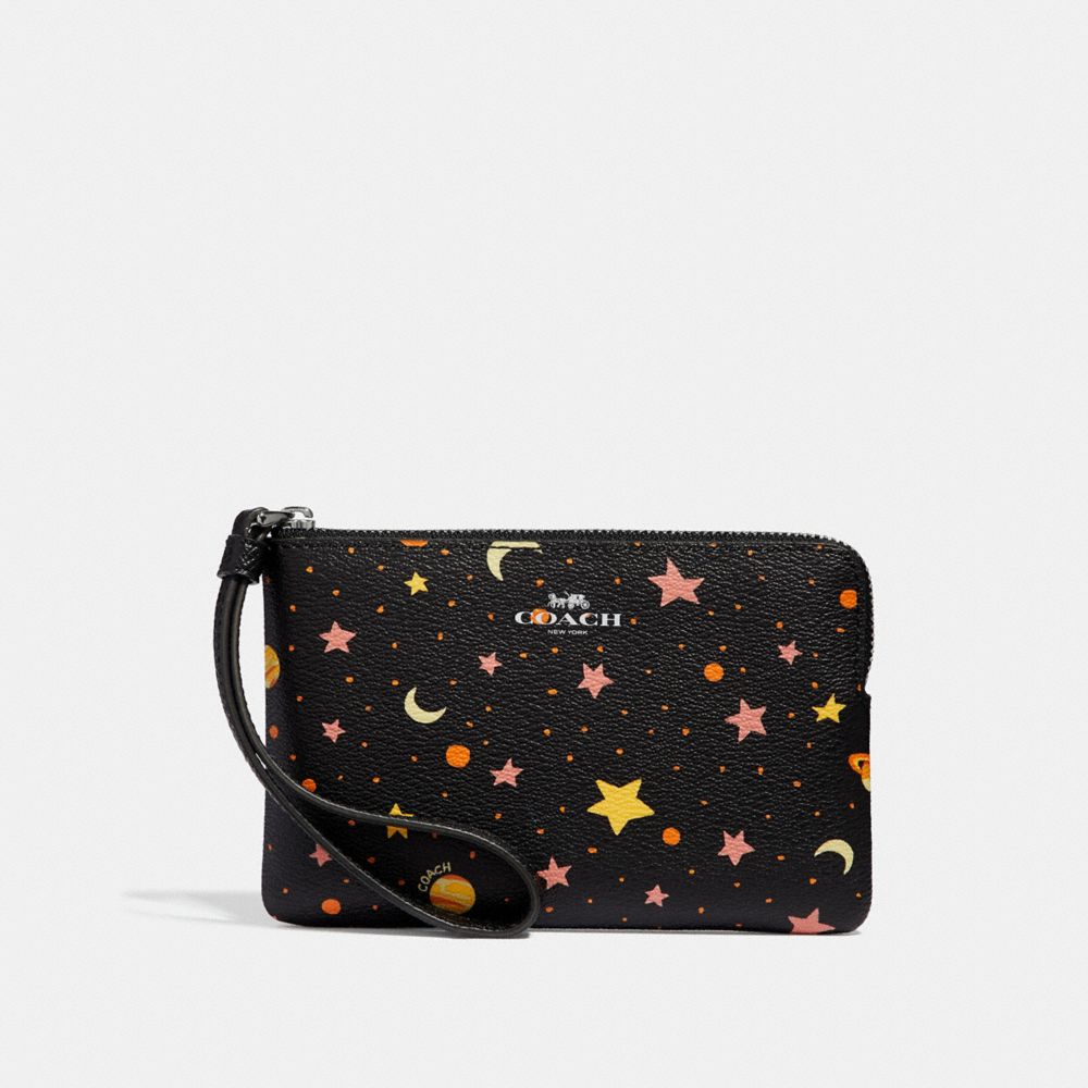 CORNER ZIP WRISTLET WITH CONSTELLATION PRINT - BLACK/MULTI/SILVER - COACH F30060