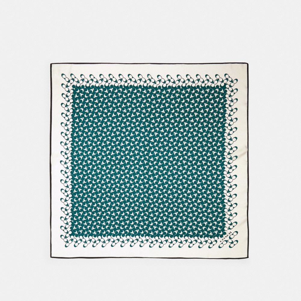 COACH SIGNATURE SILK SQUARE SCARF - VIRIDIAN - F30067