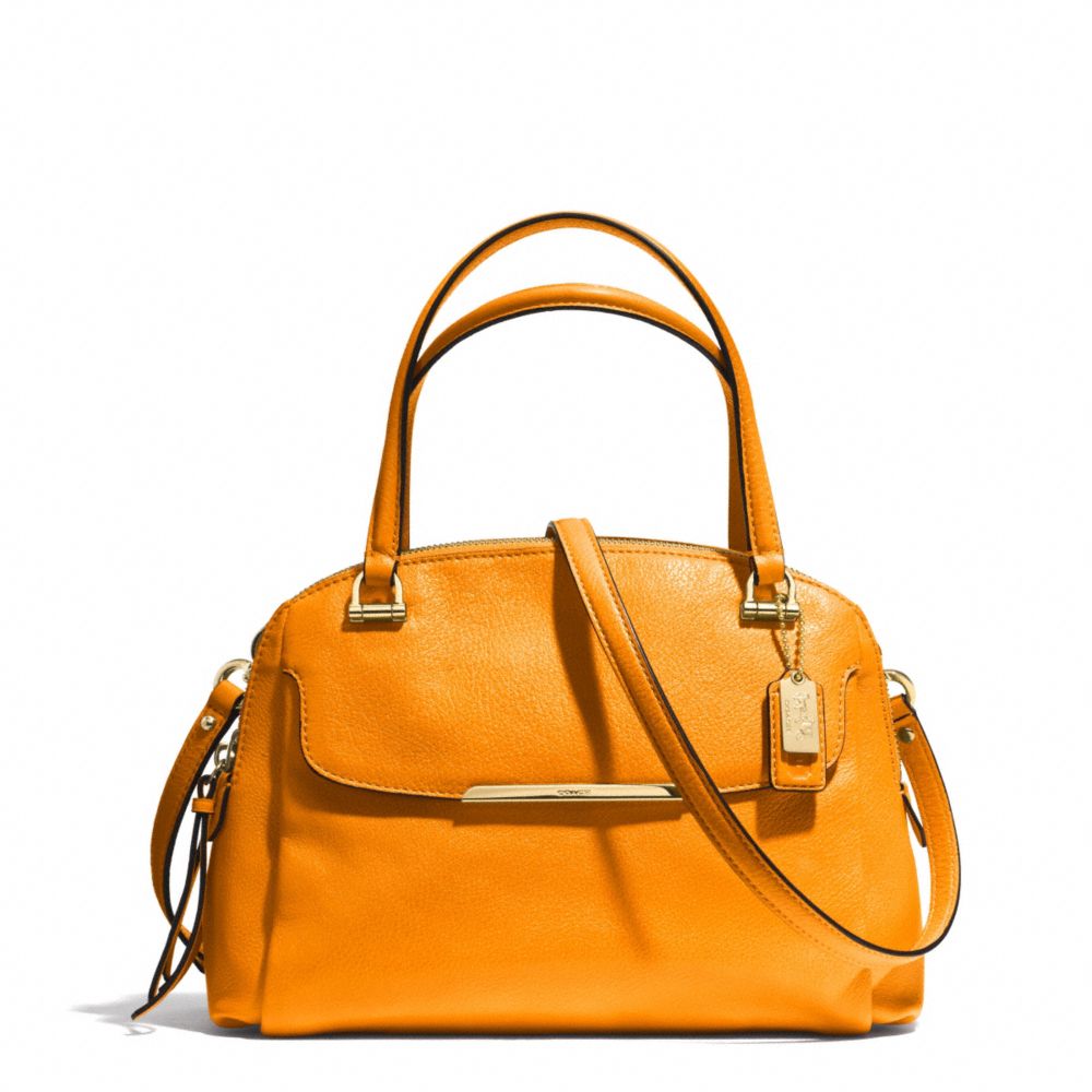 COACH F30081 Madison Leather Small Georgie Satchel LIGHT GOLD/BRIGHT MANDARIN