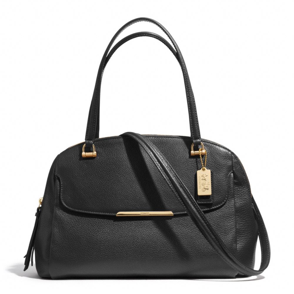 COACH MADISON LEATHER GEORGIE SATCHEL - LIGHT GOLD/BLACK - F30082