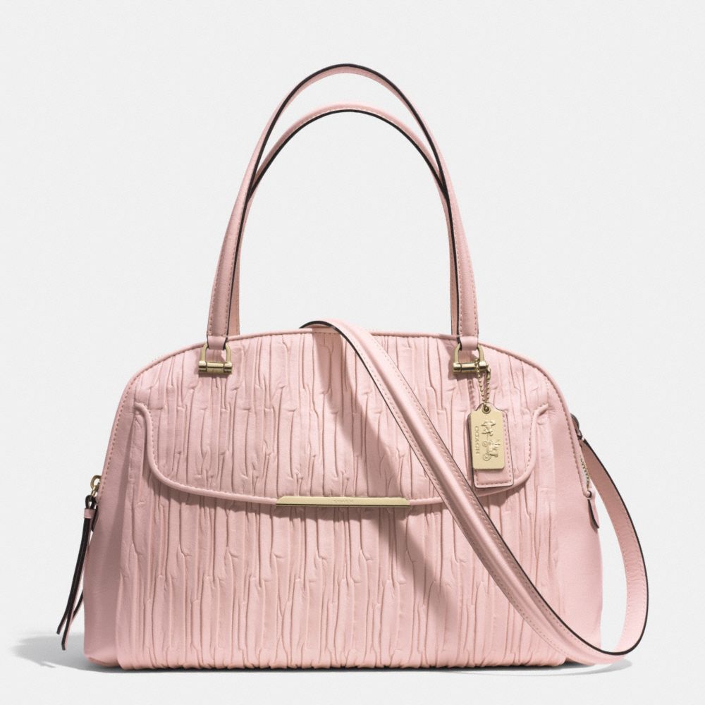 MADISON GATHERED LEATHER GEORGIE SATCHEL - LIGHT GOLD/NEUTRAL PINK - COACH F30084