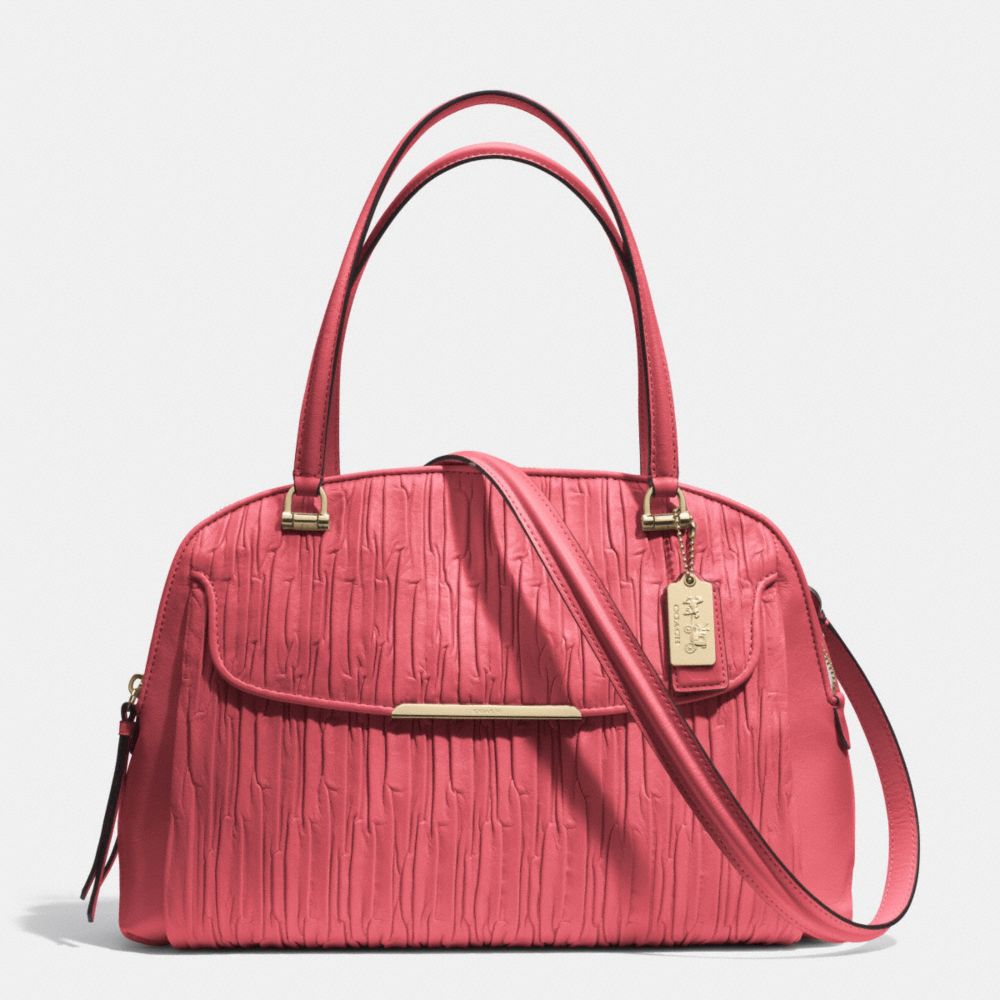 COACH MADISON GATHERED LEATHER GEORGIE SATCHEL - LIGHT GOLD/LOGANBERRY - F30084