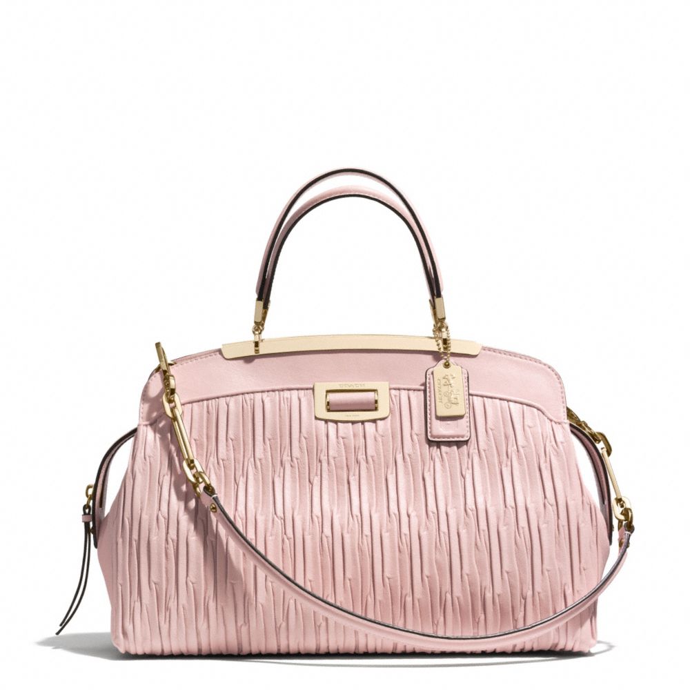 COACH MADISON GATHERED LEATHER ANDIE SATCHEL - LIGHT GOLD/NEUTRAL PINK - F30085