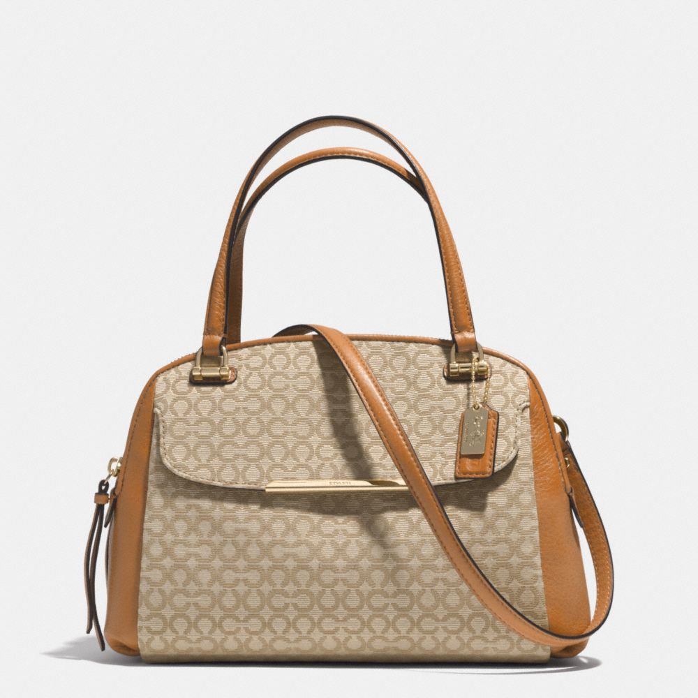 COACH F30093 Madison  Op Art Needlepoint Fabric Small Georgie Satchel LIGHT GOLD/KHAKI/BURNT CAMEL