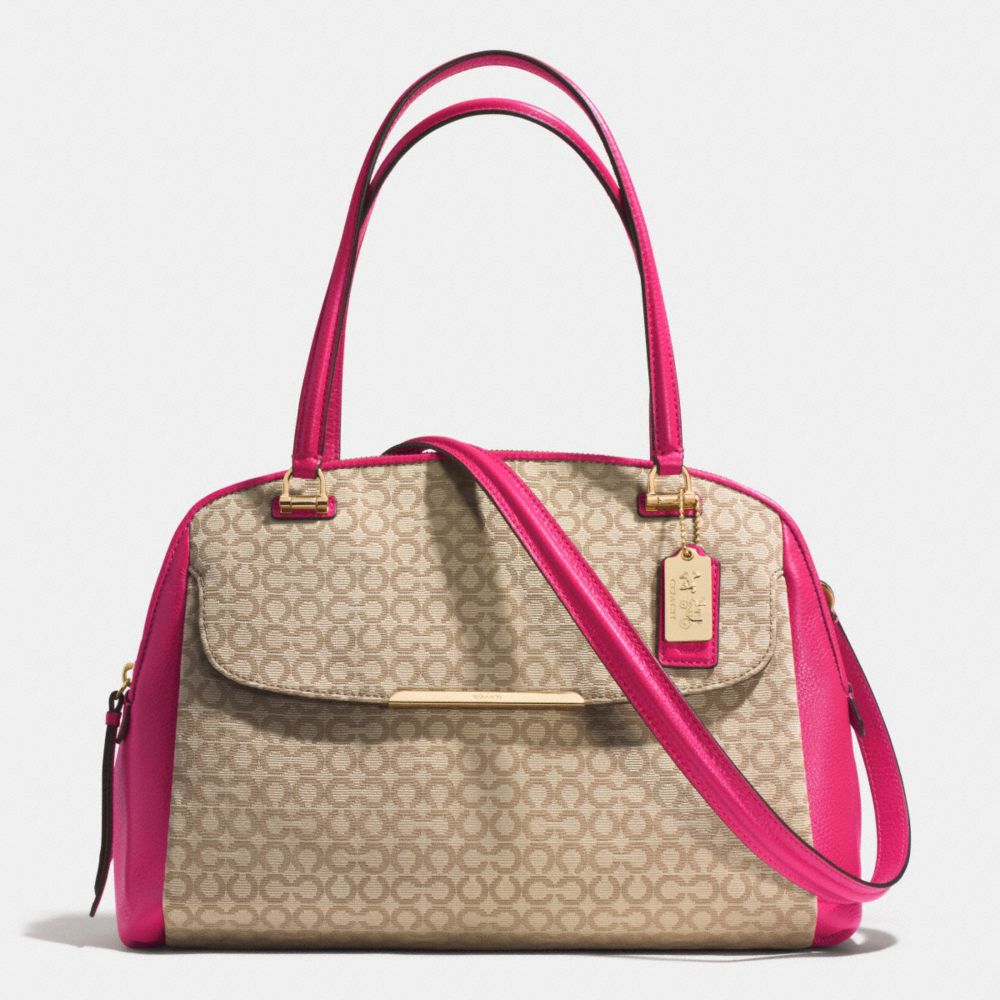 MADISON ART NEEDLEPOINT FABRIC GEORGIE SATCHEL - LIGHT GOLD/KHAKI/PINK RUBY - COACH F30094